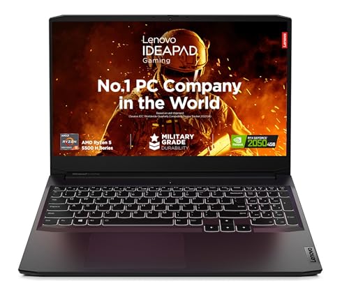 Lenovo IdeaPad Gaming 3 AMD Ryzen 5 5500H 15.6" (39.62cm) FHD IPS 250nits 60Hz Gaming Laptop (8GB/512GB SSD/Windows 11/NVIDIA RTX 2050 4GB/Alexa/3 Month Game Pass/Onyx Grey/2.32Kg), 82K2028AIN