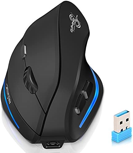 ECHTPower Wireless Mouse, Ergonomic Mouse with LED Light, Tri-Mode BT5.0+BT5.0+2.4GHz, Bluetooth Vertical Mouse Adjustable DPI 2400/1600/1000, Rechargeable Mice for PC, Laptop, Mac, Windows