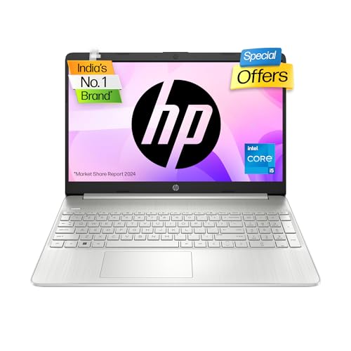 HP 15s 12th Gen Intel Core i5, 15/6inch (39.6 cm), 8GB RAM, 512GB SSD, Intel Iris Xe Graphics, Backlit Kb, (Win 11 Home, Natural Silver, 1.69kg), fq5202TU / fq5329TU