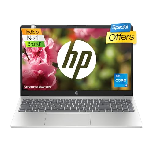 HP Laptop 15, 13th Gen Intel Core i5-1335U, 15.6-inch (39.6 cm), FHD, 8GB DDR4, 1TB SSD, Intel Iris Xe Graphics, FPR, FHD Camera w/Privacy Shutter (Win 11, MSO 2021, Silver, 1.59 kg), fd0012TU