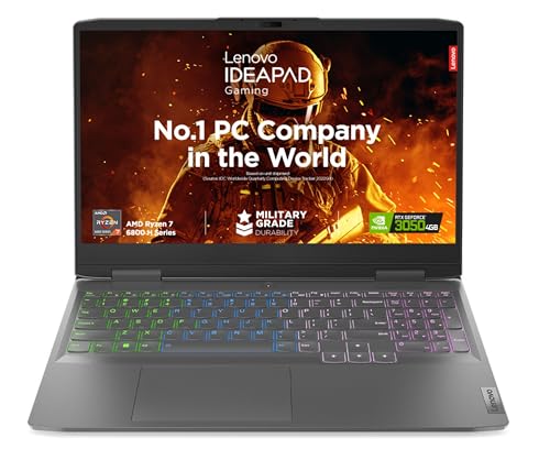 Lenovo IdeaPad Gaming 3 AMD Ryzen 7 6800H 15.6" (39.62cm) FHD IPS 120Hz Gaming Laptop (16GB/512GB SSD/Win11/Office/NVIDIA RTX 3050 4GB/RGB Keyboard/Alexa/3 Month Game Pass/Onyx Grey/2.32Kg),82SB00Y8IN