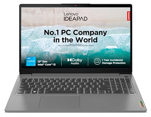 Lenovo IdeaPad Slim 3 Intel Core i3 12th Gen 15.6" (39.62cm) FHD Thin & Light Laptop (8GB/512GB SSD/Windows 11/Office 2021/3months Game Pass/Arctic Grey/1.63Kg), 82RK00VTIN