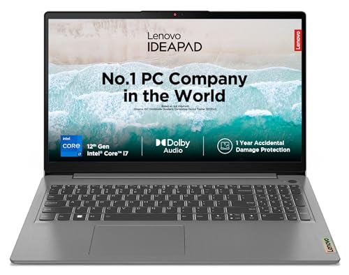 Lenovo IdeaPad Slim 3 Intel Core i7 12th Gen 15.6 inch (39.62cm) FHD Thin & Light Laptop (16GB/512GB SSD/Windows 11/Office 2021/3months Game Pass/Arctic Grey/1.63Kg), 82RK011EIN