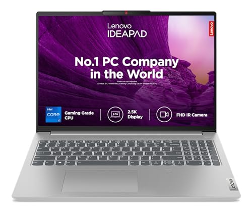 Lenovo IdeaPad Slim 5 Intel Core i7 13700H 16" (40.6cm) 2.5K IPS 350Nits Laptop (16GB/1TB SSD/Win 11/Office 2021/Backlit KB/FHD 1080p +IR Camera/Alexa/3 Month Game Pass/Cloud Grey/1.9Kg), 82XF0078IN