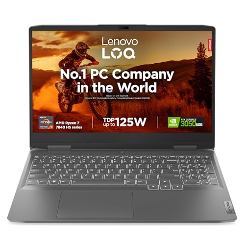 Lenovo LOQ AI Powered AMD Ryzen 7 7840HS 15.6" (39.6cm) FHD IPS 144Hz 350Nits Gaming Laptop (16GB/512GB SSD/Win 11/NVDIA RTX 3050 6GB/Office 2021/3 Month Game Pass/Storm Grey/2.4Kg), 82XT004HIN