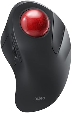 Nulea Wireless Ergonomic Trackball Mouse, Rechargeable, Bluetooth, 44mm Index Finger Trackball, 5 Adjustable DPI, Compatible with PC, Laptop, iPad, Mac, Windows, Android