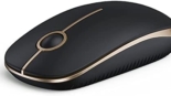 VssoPlor Wireless Mouse, 2.4G Slim Portable Computer Mice with Nano Receiver for Notebook, PC, Laptop, Computer (Black and Gold)