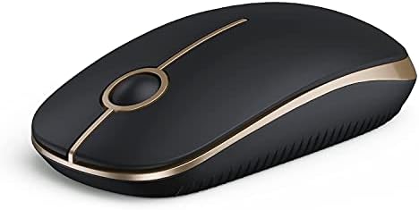 VssoPlor Wireless Mouse, 2.4G Slim Portable Computer Mice with Nano Receiver for Notebook, PC, Laptop, Computer (Black and Gold)