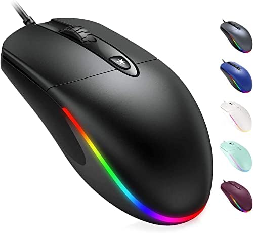 Wired Mouse with Ergonomic Design Reduces Hand Fatigue Muscle Strain, Silent USB Computer Mouse, 1600 DPI Office and Home Mice (Black, Wired)