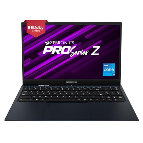 ZEBRONICS Laptop PRO Series Z NBC 4S, Intel Core 12th Gen i5 Processor (16GB RAM | 512GB SSD), 15.6-Inch (39.6 CM) IPS Display, (Ultra Slim |38.5 Wh Large Battery |Windows 11 |Midnight Blue |1.76 Kg)