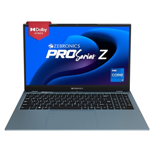 ZEBRONICS PRO Series Z NBC 5S, Intel Core 12th Gen i7 Processor 16GB RAM & 1TB SSD Laptop, 15.6 Inch (39.6CM), IPS 180° Display, Dolby Atmos, 38.5Wh Large Battery, Windows 11, Blue, 1.76 Kg