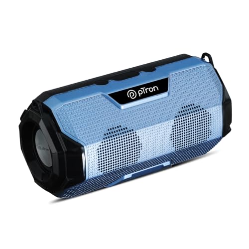 pTron Newly Launched Fusion Rock 16W Portable Bluetooth 5.0 Speaker with Dual Drivers, 6Hrs Playtime, Speaker for Phone/Laptop/Tablets/Projectors, Aux/TF Card/USB Drive Playback & TWS Function (Blue)