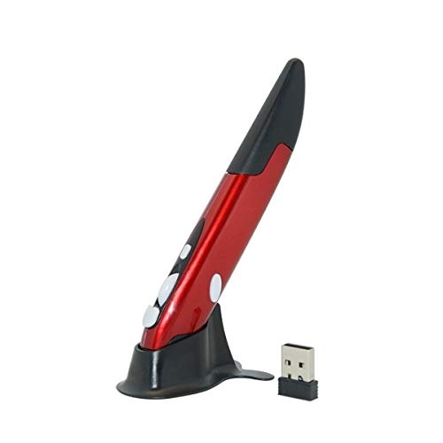 CHENCHUAN Wireless Mice PR-03 2.4G USB Receiver Adjustable 1600 DPI Wireless Optical Pen Mouse for Computer PC Laptop Drawing Teaching(Grey) Wireless Bluetooth Mouse Used for Computer (Color : Red)