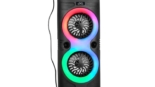 JXL 110 RGB Fusion Party 50W Karaoke Bluetooth Party Speaker with 3M Wired Microphone, Dual Drivers, RGB Lights, USB/SD Card Playback, Auto TWS Function, Mic Recording and Mic ECO Control (Black)