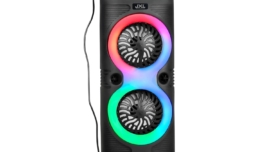 JXL 110 RGB Fusion Party 50W Karaoke Bluetooth Party Speaker with 3M Wired Microphone, Dual Drivers, RGB Lights, USB/SD Card Playback, Auto TWS Function, Mic Recording and Mic ECO Control (Black)