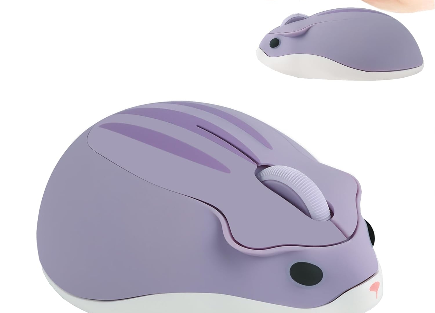 PloutoRich Wireless Mouse Cute Hamster Shaped Computer Mouse 1200DPI Less Noise Portable USB Mouse Cordless Mouse for PC Laptop Computer Notebook MacBook Kids Gift (Purple)