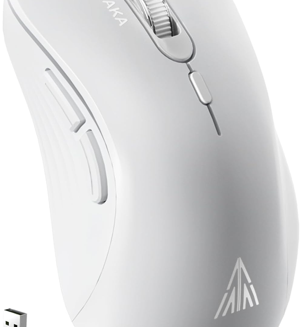 SM66 White Silent Dual Mode Bluetooth/2.4GHz Wireless Mouse, Adjustable 4200 DPI,Rechargeable Computer Mouse Wireless Office Mouse for PC Mac Laptop, Desktop