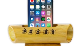 Seva Vivek Bamboo Mobile Stand with Speaker Bamboo Speakers Electricity-Free, 100% Natural, Eco-Friendly