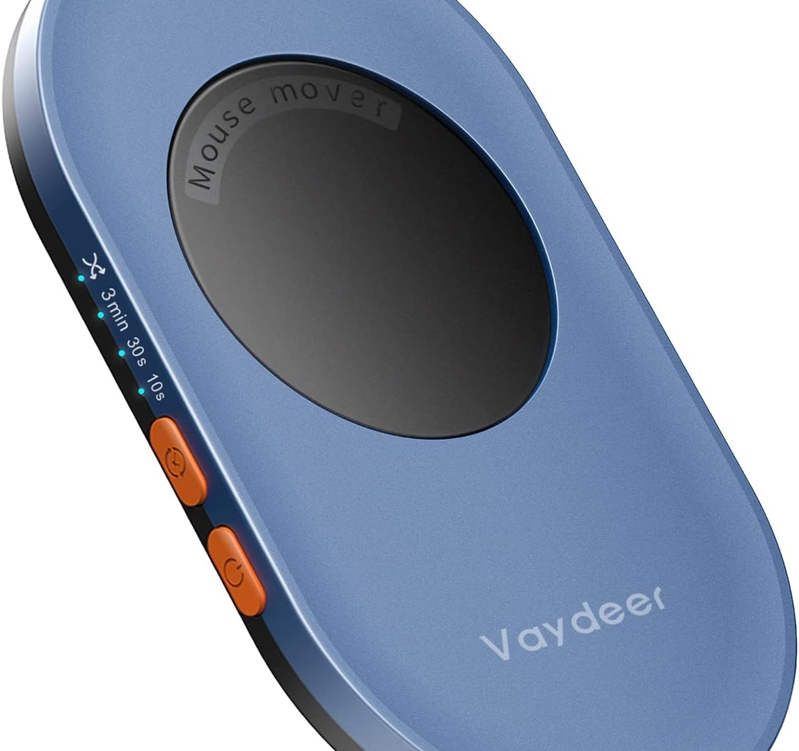 Vaydeer Ultra Slim Mouse Mover, Air 3 Mouse Jiggler with Adjustable Interval Timer, Undetectable & Noiseless, Simulates Realistic Mouse Movement, Driver-Free for Keeping The PC Active and Secure