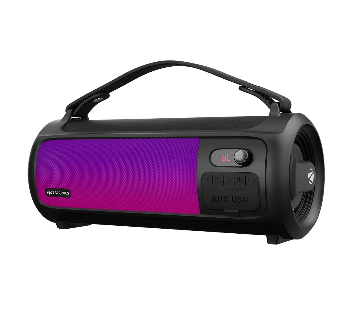 ZEBRONICS Rocket 500 20W Output, Portable Wireless Speaker with Bluetooth, TWS, 15h Backup, FM Radio, USB, AUX, 6.3mm Wired Mic Support, RGB Lights, Detachable Carry Strap