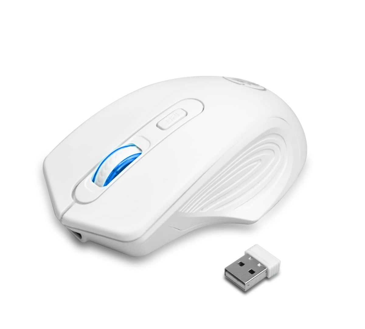 ZESTYI Wireless Computer Mouse, 2.4G Wireless Mouse with USB Nano Receiver, 3 Level DPI, 4 Button, Rechargeable Wireless Mice for PC(White)