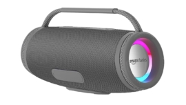 amazon basics Bluetooth 16W Speaker, with TWS Function, Powerful Bass, BT 5.3, MicroSD Card Slot, RGB Lights, AUX Input, USB Support, and in-Built Noise Cancelling Mic (Grey)